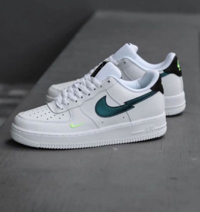 Nik E Air Force 1 Low White Aquamarine Sneakers