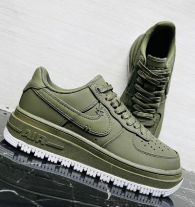 Nik E Air Force 1 Luxe Olive Green Sneakers