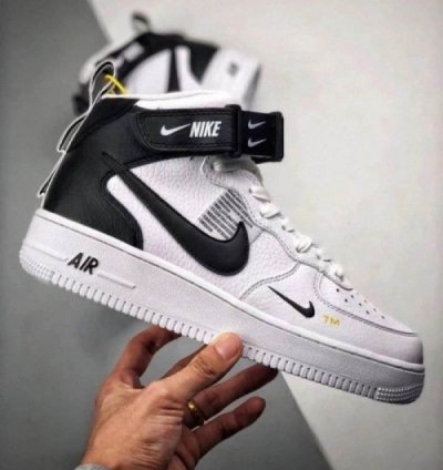 Nik E Air Force 1 Mid Utility White Basketball Sneakers