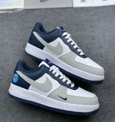 Nik E Air Force 1 Paris Saint German Psg Grey Blue Sneakers