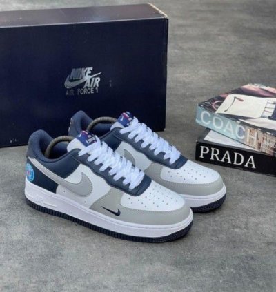 Nik E Air Force 1 Paris Saint German Psg Grey Blue Sneakers