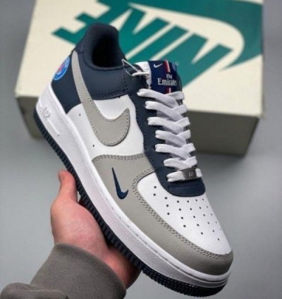 Nik E Air Force 1 Paris Saint German Psg Grey Blue Sneakers