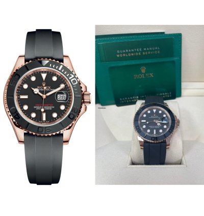 Rolex Yacht-master 40 40mm Rose Gold Black Dial Oysterflex Bracelet 126655