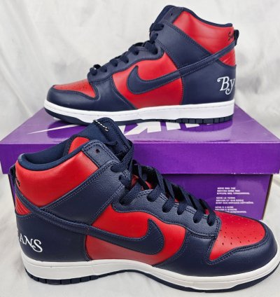 Supreme Nike Sb Dunk High By Any Means Navy Red Men