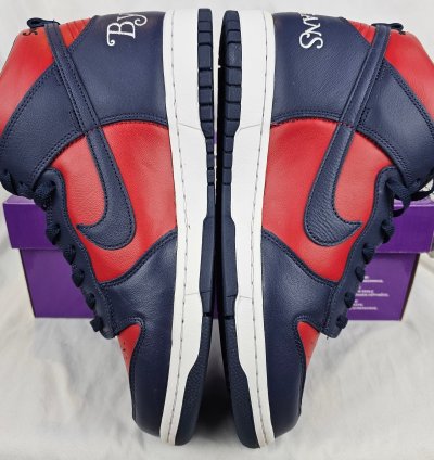 Supreme Nike Sb Dunk High By Any Means Navy Red Men
