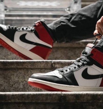 Nik E Air Jordan 1 High Black Toe Reimagined Basketball Sneakers