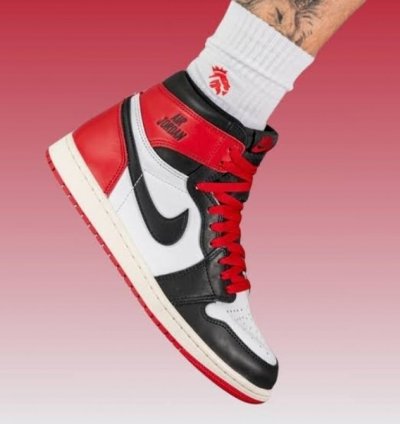 Nik E Air Jordan 1 High Black Toe Reimagined Basketball Sneakers