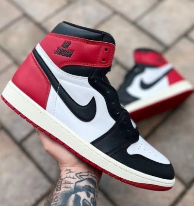 Nik E Air Jordan 1 High Black Toe Reimagined Basketball Sneakers