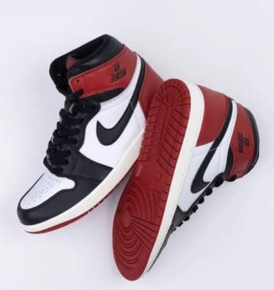 Nik E Air Jordan 1 High Black Toe Reimagined Basketball Sneakers
