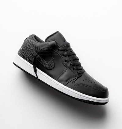 Nik E Air Jordan 1 Low Black Elephant Sneakers