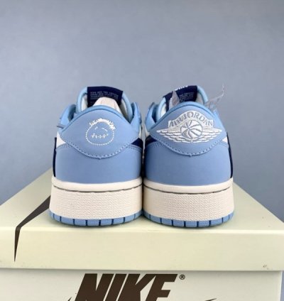 Nik E Air Jordan 1 Low X Travis Scott Unc Blue Basketball Sneeakers Semi Ua