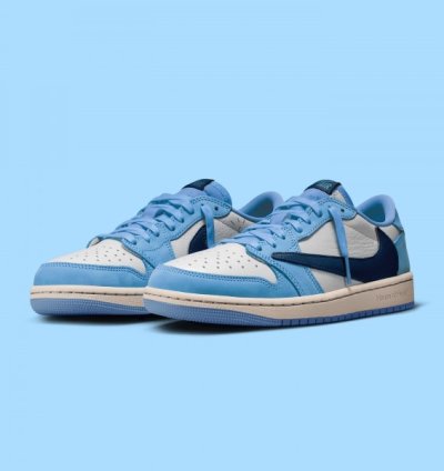 Nik E Air Jordan 1 Low X Travis Scott Unc Blue Basketball Sneeakers Semi Ua