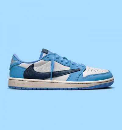 Nik E Air Jordan 1 Low X Travis Scott Unc Blue Basketball Sneeakers Semi Ua