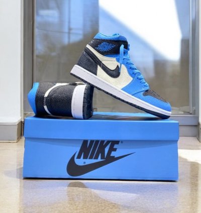 Nik E Air Jordan 1 Spider Verse Unc Blue Basketball Sneakers Semi Ua