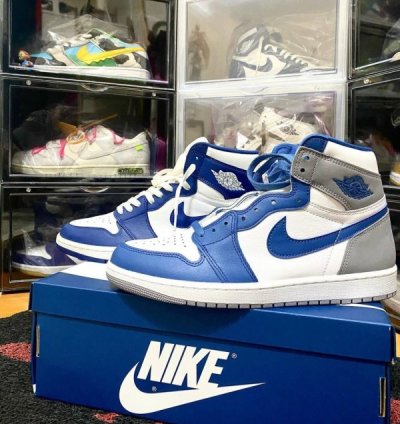 Nik E Air Jordan 1 True Blue Basketball Sneakers Semi Ua