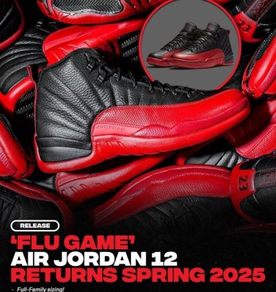 Nik E Air Jordan 12 Flu Game Basketball Sneakers