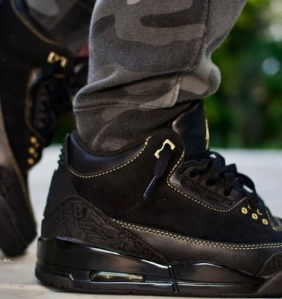Nik E Air Jordan 3 Black Cat Basketball Sneakers