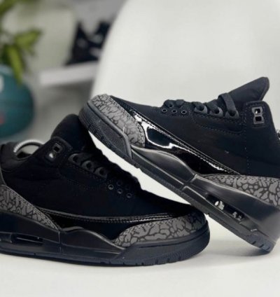 Nik E Air Jordan 3 Black Cat Basketball Sneakers