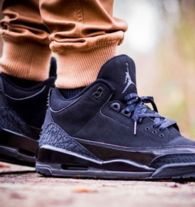 Nik E Air Jordan 3 Black Cat Basketball Sneakers