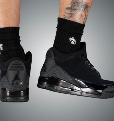 Nik E Air Jordan 3 Black Cat Basketball Sneakers