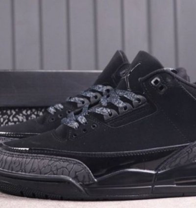 Nik E Air Jordan 3 Black Cat Basketball Sneakers