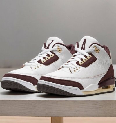 Nik E Air Jordan 3 X A Ma Maniere Burgundy Crush Sneakers