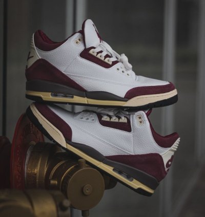 Nik E Air Jordan 3 X A Ma Maniere Burgundy Crush Sneakers