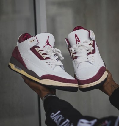 Nik E Air Jordan 3 X A Ma Maniere Burgundy Crush Sneakers