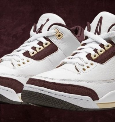 Nik E Air Jordan 3 X A Ma Maniere Burgundy Crush Sneakers
