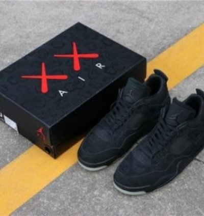 Nik E Air Jordan 4 Black Kaws Basktetball Sneakers Semi Ua