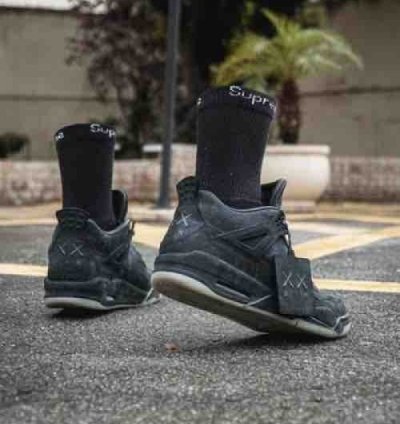 Nik E Air Jordan 4 Black Kaws Basktetball Sneakers Semi Ua