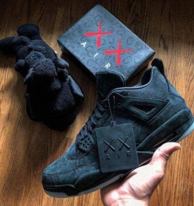 Nik E Air Jordan 4 Black Kaws Basktetball Sneakers Semi Ua