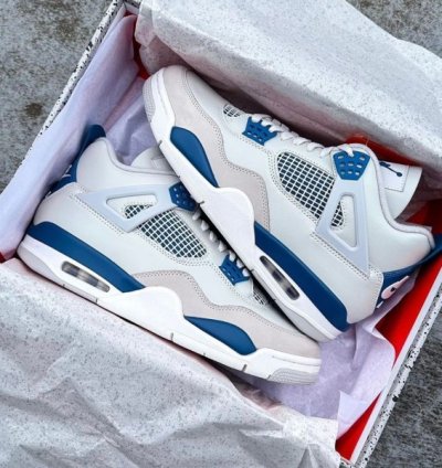 Nik E Air Jordan 4 Industrial Blue Baskeball Sneakers Semi Ua