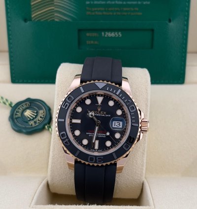 Rolex Yacht-master 40 In Stock 2024 Yacht-master 40 Black Dial 126655 18k Everose Gold Oysterflex Bracelet
