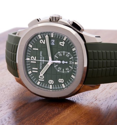 Patek Philippe Aquanaut Chronograph Khaki 18k White Gold 5968g-010 - Ats-w007769