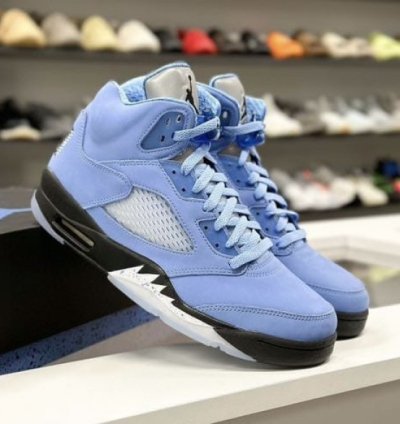 Nik E Air Jordan 5 Unc Blue Basketball Sneakers Semi Ua