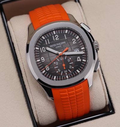 Patek Philippe Aquanaut Complete Set Mint 42mm Chrono Stainless Black Dial Orange 5968a 001