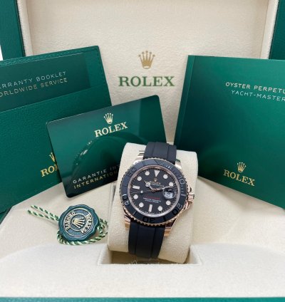 Rolex Yacht-master 40 New Yacht-master 126655 40mm Rose Gold Black Rubber Oysterflex Strap