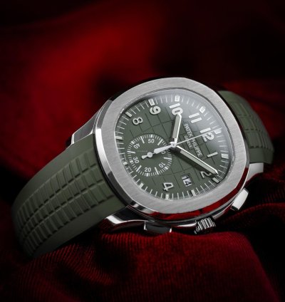 Patek Philippe Aquanaut Flyback Chronograph 18kt White Gold Green Dial 5968g-010 Complete
