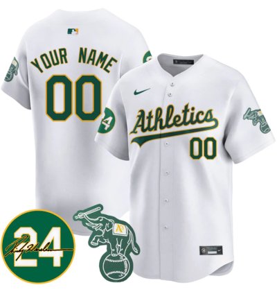 Custom Oakland Athletics Jersey 2025 Rickey Henderson Memorial Stitched White