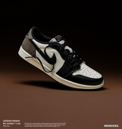 Nik E Air Jordan Retro 1 Low Brown Mocha Basketball Sneakers