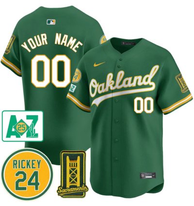 Custom Oakland Athletics Jersey 2025 Sacramento Rickey Henderson Stitched Green