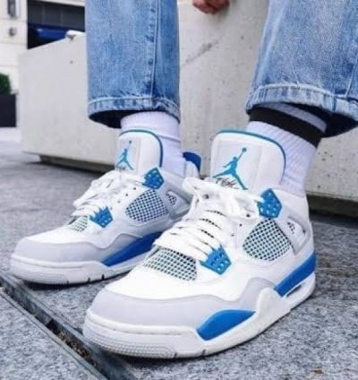 Nik E Air Jorden 4 Military Blue Basketball Sneakers Semi Ua
