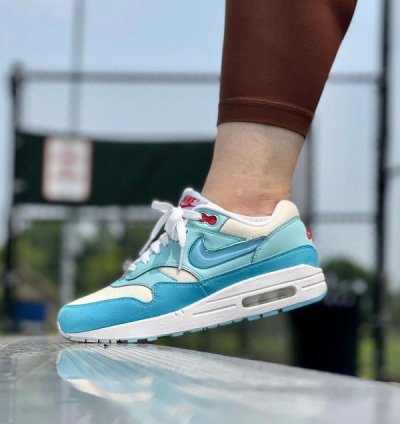 Nik E Air Max 1 Puerto Rico Blue Gale Running Shoes