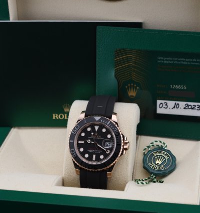 Rolex Yacht-master 40 Rose Gold 126655 Oysterflex Unworn