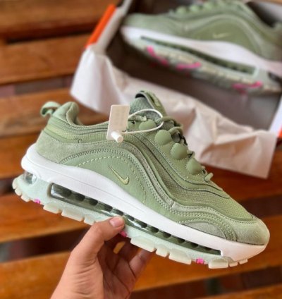 Nik E Air Max 97 Futura Oil Green Running Shoes
