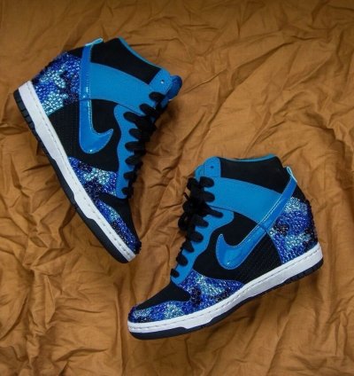 Swarovski Crystal Camo Nike Dunk Sky Hi Wedge