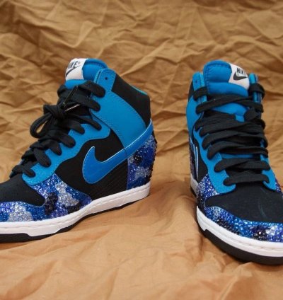 Swarovski Crystal Camo Nike Dunk Sky Hi Wedge