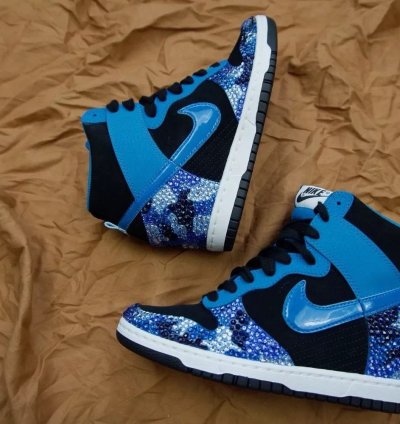 Swarovski Crystal Camo Nike Dunk Sky Hi Wedge