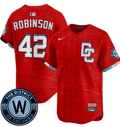 Jackie Robinson Jersey 42 Washington Nationals 2025 City Connect Premier Limited Stitched Red